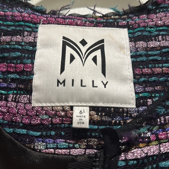 Milly crop jacket/blazer sz 6 multi-colored shimmer - Picture 4 of 17